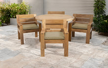 5 pc Pacific Teak Dining Set with 60" Round Dining Table - 4x Arm