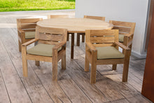 7 pc Pacific Teak Dining Set with 60" Round Dining Table
