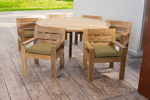 7 pc Pacific Teak Dining Set with 60" Round Dining Table