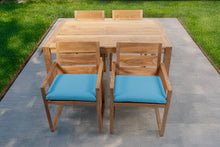5 pc Venice Teak Arm Dining Set with 59" Rectangular Dining Table