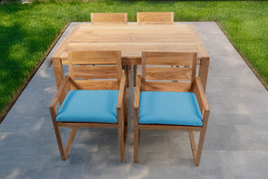 5 pc Venice Teak Arm Dining Set with 59" Rectangular Dining Table