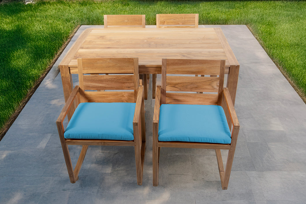 5 pc Venice Teak Arm Dining Set with 59
