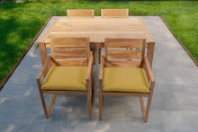 5 pc Venice Teak Arm Dining Set with 59" Rectangular Dining Table
