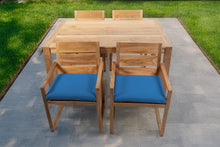 5 pc Venice Teak Arm Dining Set with 59" Rectangular Dining Table
