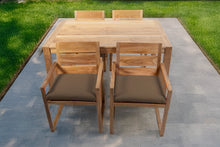 5 pc Venice Teak Arm Dining Set with 59" Rectangular Dining Table