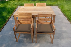 5 pc Venice Teak Arm Dining Set with 59" Rectangular Dining Table