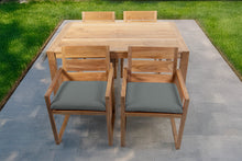5 pc Venice Teak Arm Dining Set with 59" Rectangular Dining Table