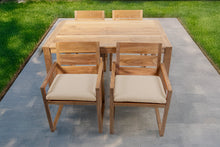 5 pc Venice Teak Arm Dining Set with 59" Rectangular Dining Table