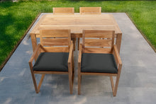 5 pc Venice Teak Arm Dining Set with 59" Rectangular Dining Table