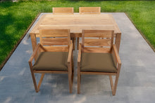 5 pc Venice Teak Arm Dining Set with 59" Rectangular Dining Table