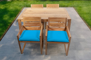 5 pc Venice Teak Arm Dining Set with 59" Rectangular Dining Table