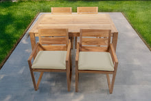 5 pc Venice Teak Arm Dining Set with 59" Rectangular Dining Table