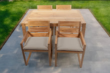 5 pc Venice Teak Arm Dining Set with 59" Rectangular Dining Table