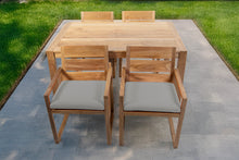 5 pc Venice Teak Arm Dining Set with 59" Rectangular Dining Table