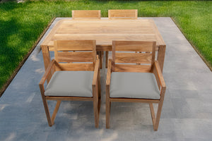 5 pc Venice Teak Arm Dining Set with 59" Rectangular Dining Table
