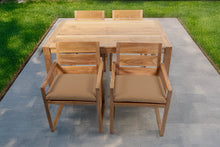 5 pc Venice Teak Arm Dining Set with 59" Rectangular Dining Table