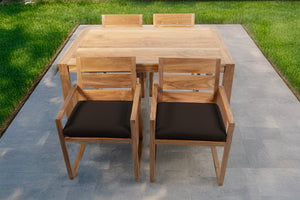 5 pc Venice Teak Arm Dining Set with 59" Rectangular Dining Table
