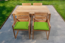 5 pc Venice Teak Arm Dining Set with 59" Rectangular Dining Table
