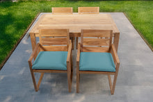 5 pc Venice Teak Arm Dining Set with 59" Rectangular Dining Table