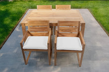 5 pc Venice Teak Arm Dining Set with 59" Rectangular Dining Table