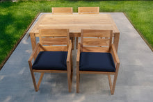 5 pc Venice Teak Arm Dining Set with 59" Rectangular Dining Table