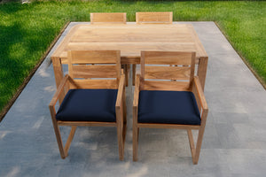 5 pc Venice Teak Arm Dining Set with 59" Rectangular Dining Table