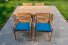 5 pc Venice Teak Arm Dining Set with 59" Rectangular Dining Table