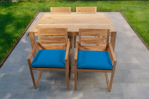 5 pc Venice Teak Arm Dining Set with 59" Rectangular Dining Table