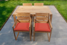 5 pc Venice Teak Arm Dining Set with 59" Rectangular Dining Table