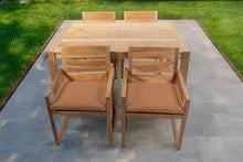 5 pc Venice Teak Arm Dining Set with 59" Rectangular Dining Table