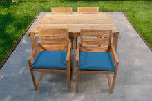 5 pc Venice Teak Arm Dining Set with 59" Rectangular Dining Table