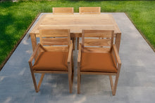 5 pc Venice Teak Arm Dining Set with 59" Rectangular Dining Table