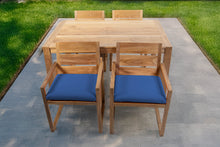 5 pc Venice Teak Arm Dining Set with 59" Rectangular Dining Table