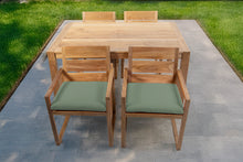 5 pc Venice Teak Arm Dining Set with 59" Rectangular Dining Table