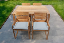 5 pc Venice Teak Arm Dining Set with 59" Rectangular Dining Table