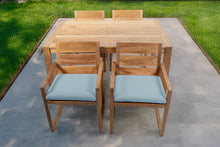 5 pc Venice Teak Arm Dining Set with 59" Rectangular Dining Table