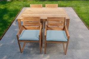 5 pc Venice Teak Arm Dining Set with 59" Rectangular Dining Table