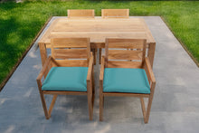 5 pc Venice Teak Arm Dining Set with 59" Rectangular Dining Table