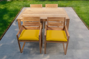 5 pc Venice Teak Arm Dining Set with 59" Rectangular Dining Table