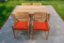 5 pc Venice Teak Arm Dining Set with 59" Rectangular Dining Table