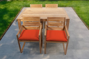 5 pc Venice Teak Arm Dining Set with 59" Rectangular Dining Table