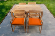 5 pc Venice Teak Arm Dining Set with 59" Rectangular Dining Table