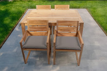5 pc Venice Teak Arm Dining Set with 59" Rectangular Dining Table
