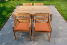 5 pc Venice Teak Arm Dining Set with 59" Rectangular Dining Table