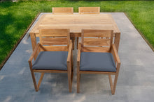 5 pc Venice Teak Arm Dining Set with 59" Rectangular Dining Table