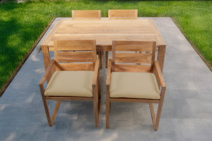 5 pc Venice Teak Arm Dining Set with 59" Rectangular Dining Table
