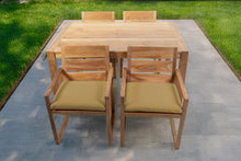 5 pc Venice Teak Arm Dining Set with 59" Rectangular Dining Table