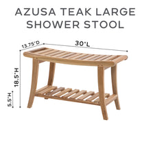 Azusa 13.75"x30" Teak Large Curved Shower Stool