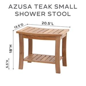 Azusa 13.5"x20.5" Teak Curved Shower Stool