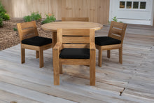 5 pc Pacific Teak Dining Set with 48" Round Dining Table - 2x Arm + 2x Armless